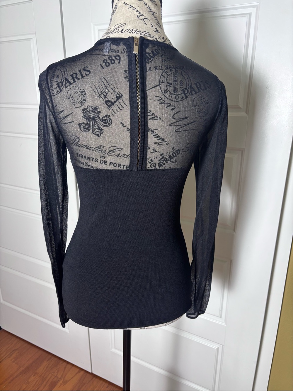 Reiss Lily Semi Sheer Slim Fit Top Long Sleeve Zipper Edgy Sexy Women’s Size XS - Picture 4 of 7